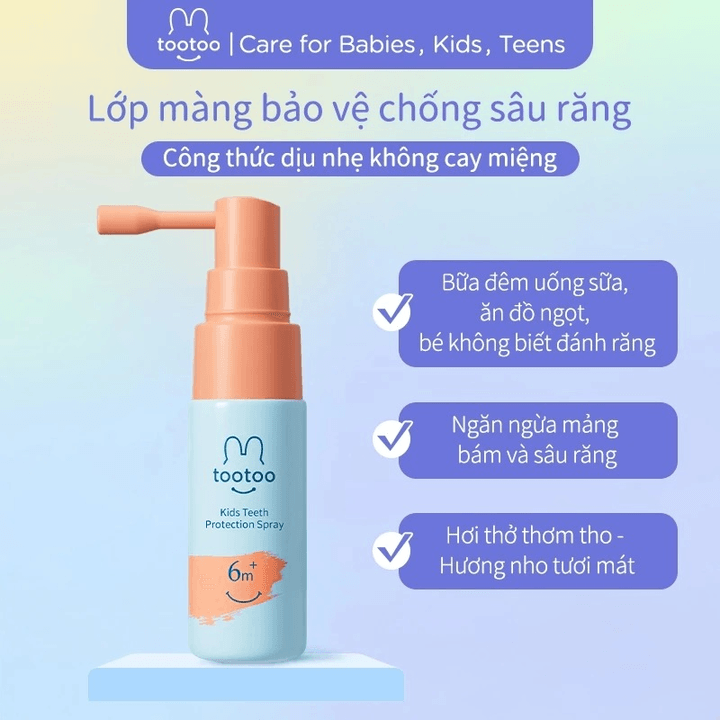 Xịt Bảo Vệ Răng Miệng Tootoo Hương Nho 20ml Cho Trẻ Từ 6 Tháng Tuổi