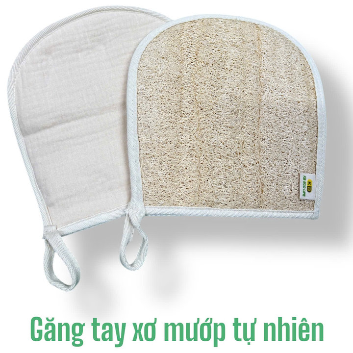 Alternative view of Găng Tay Tắm 1 Mặt Xơ Mướp Tự Nhiên - Tẩy Tế Bào Chết Làm Sạch Sâu - An Toàn Khi Sử Dụng - Kb