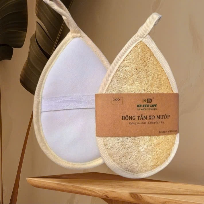 Bông Tắm Xơ Mướp Cao Cấp- Hình Giọt Nước 10*15cm - Massage Dưỡng Ẩm Tẩy Tế Bào Chết -kb