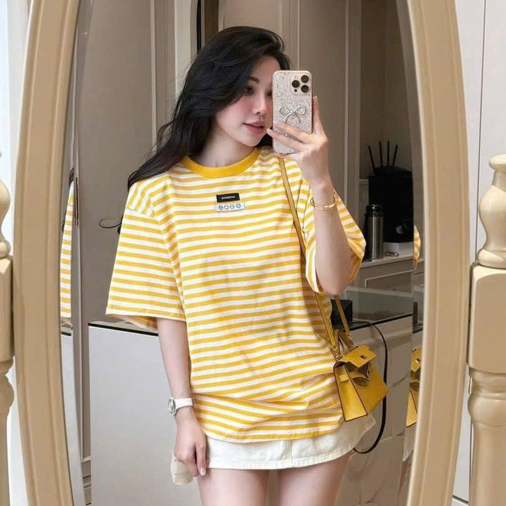 Set Váy Kaki Lưng Thun Khóa Kéo Phối Áo Tăm Gân Sọc Bt100lm-sam Store