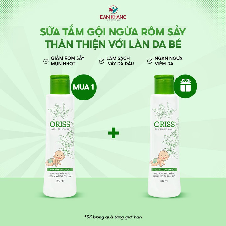 Sữa Tắm Gội Ngừa Rôm Sẩy An Toàn Cho Bé Oriss Baby Liquid Wash 150ml