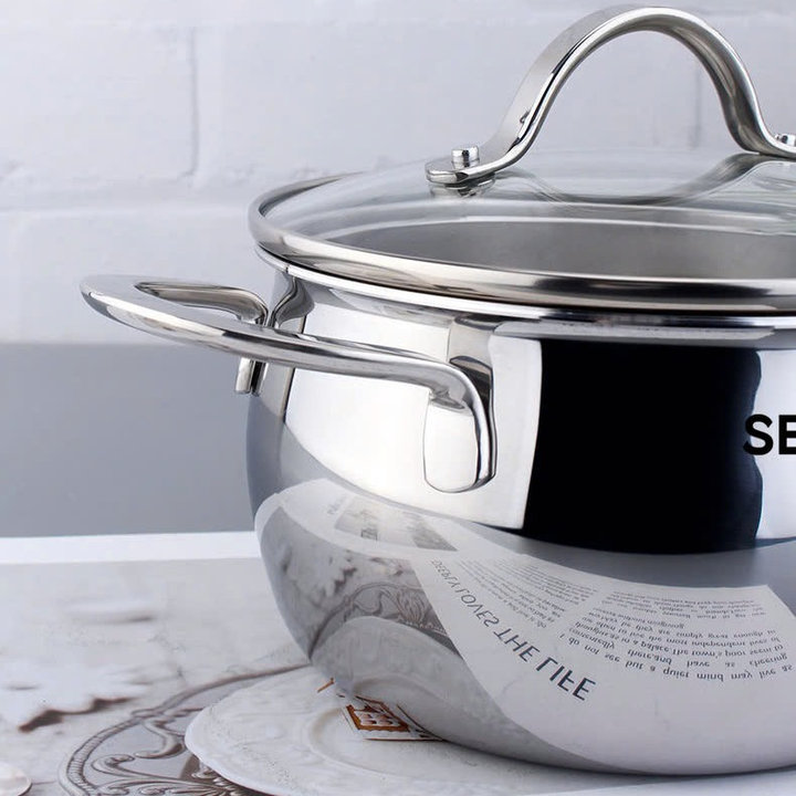 Alternative view of Nồi Canh Inox 304 Cao Cấp Seka (tùy Chọn Size: 16-18-20-22-26cm) Thiết Kế 5 Lớp Nguyên Khối Không Đinh Tán