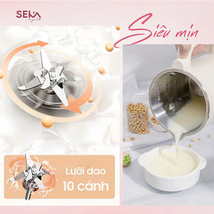 Alternative view of Máy Làm Sữa Hạt Hồng Seka Sk320-plus Công Suất 800w Lòng Inox Dung Tích 1.2l - Bảo Hành 12 Tháng