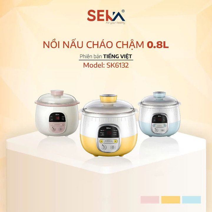 Nồi Nấu Cháo Chậm Nồi Chưng Yến Dung Tích 1 Lít Seka Công Nghệ Nhật - Bảo Hành 12 Tháng