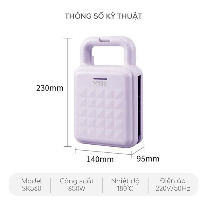 Alternative view of Máy Nướng Bánh, Máy Nướng Thịt Trứng Mini Seka Sk560 Công Suất 650w Chống Dính - Bảo Hành 12 Tháng