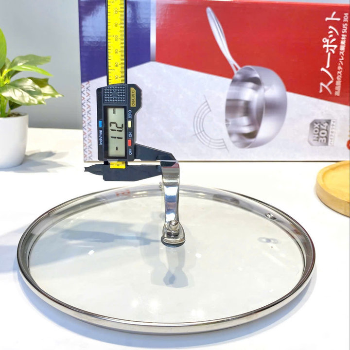 Alternative view of Không Cần Tôi Chảo - Chảo Inox 304 5 Lớp Nano Nhiệt Seka Chống Dính Tự Nhiên Siêu Bền Có Nắp Kính Cao Cấp Size 26