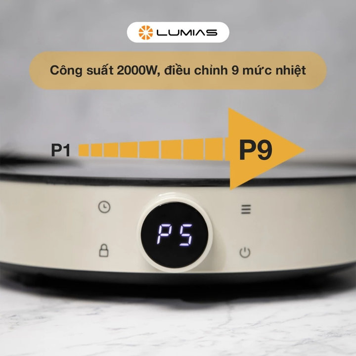 Alternative view of Bếp Từ Lumias 2000w 9 Mức Nhiệt Điều Khiển Cảm Ứng Kết Hợp - Nồi Lẩu Chống Dính Tráng Men - Bảo Hành 12 Tháng