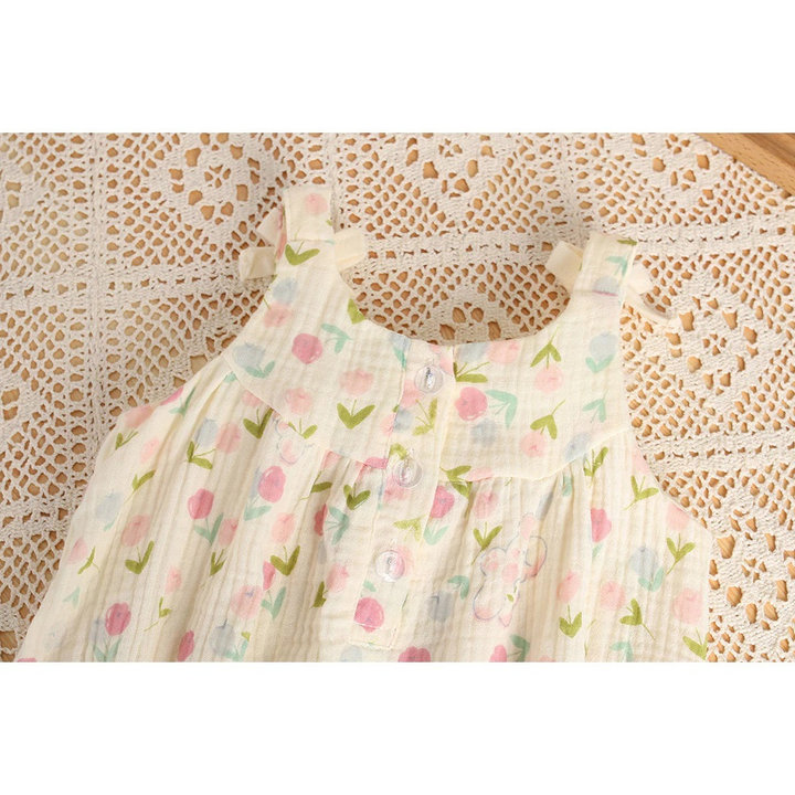 Alternative view of Set Body 2 Dây Kèm Nón Hoa Tulip Cho Bé Gái Sơ Sinh 1 2 Tuổi Từ 5-13kg Dành Cho Bé Gái