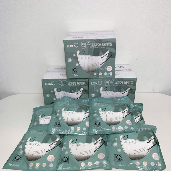 Hộp 100c Khẩu Trang 9a Loka Mask Phiên Bản Mới Che Gò Má -gdn