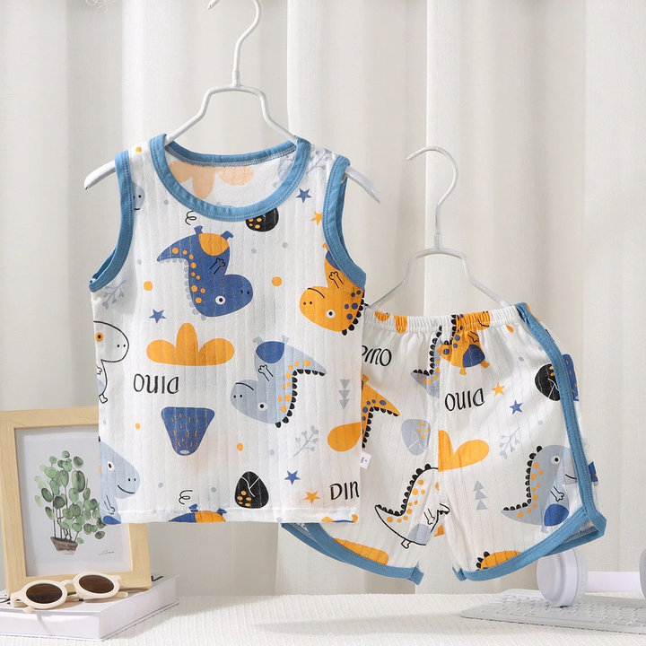 Alternative view of Đồ Bộ Sát Nách 3 Lỗ Hoạ Tiết Cho Bé Trai 1-7 Tuổi Đồ Ngủ Mặc Nhà Từ 7-23kg Dành Cho Bé Trai