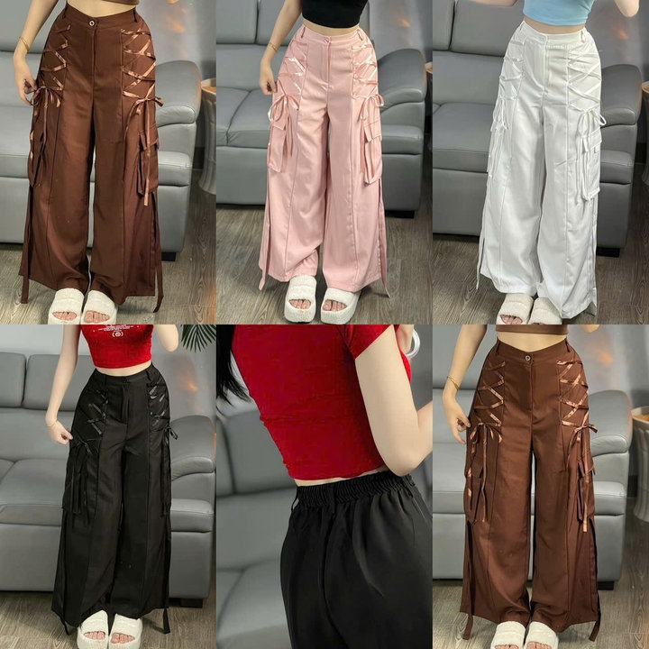 Quần Dài Ống Rộng Đính Ruy Băng Vải Tacta Mềm - Lê Phương Boutique