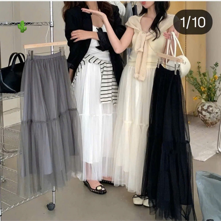 Chân Váy Lưới 2 Lớp Form Dài - Lê Phương Boutique