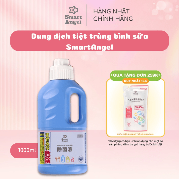 (nội Địa Nhật) Dung Dịch Tiệt Trùng Bình Sữa Smartangel 1000ml