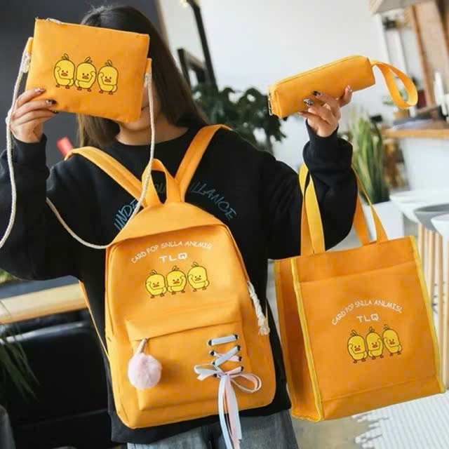 Set Balo 4 Món Thắt Nơ Vịt Vừa A4 Ts98bg-sam Store