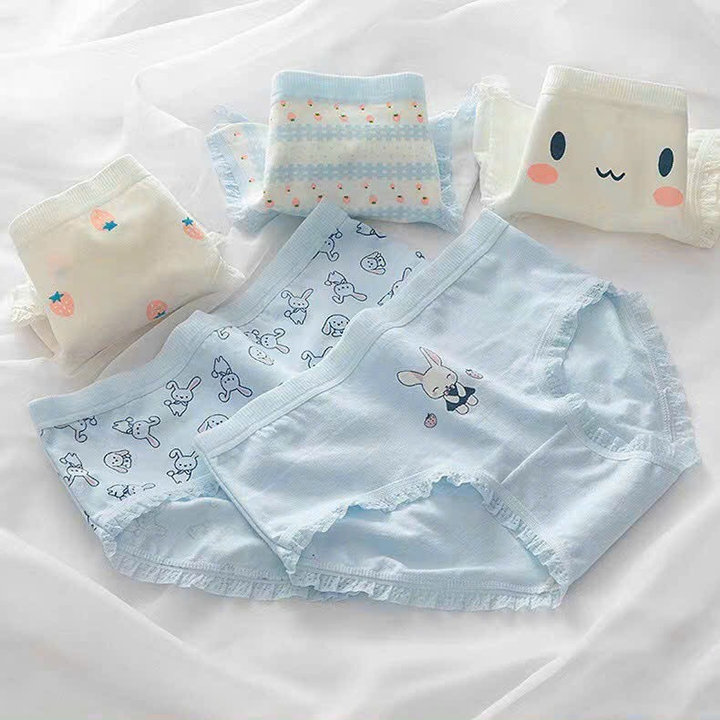 Combo 5 Quần Lót Nữ Cotton Dễ Thương Họa Tiết Hoạt Hình, Cạp Cao Co Giãn, Chất Liệu Thoáng Mát – Freesize Từ 35-55kg - Xim Phạm
