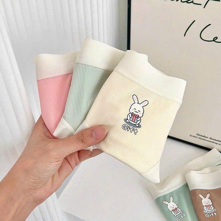 (combo 5c) Quần Lót Nữ Hoạt Hình Thỏ Dễ Thương, Chất Cotton Gân Co Giãn, Cạp Cao Ôm Bụng, Mặc Êm Thoáng Khí 2298-xim Phạm