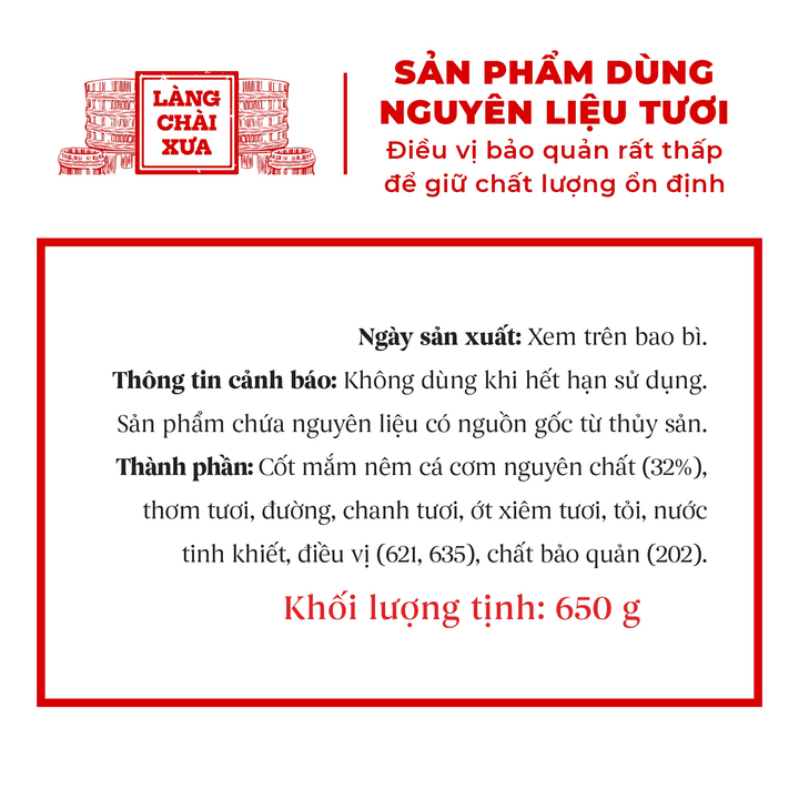 Alternative view of [thùng 6 Chai Nhựa 650g] Mắm Nêm Pha Sẵn Ăn Liền Làng Chài Xưa, Nguyên Liệu Tươi, Thơm Ngon Đặc Biệt, Chai Nhựa 650g