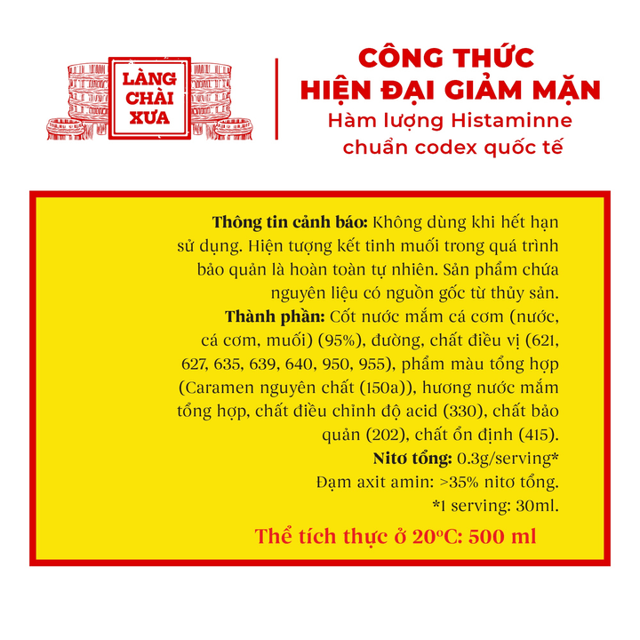 Alternative view of [kf] Nước Mắm Nhỉ Cá Cơm Ruột Đỏ Làng Chài Xưa 500ml/chai Thủy Tinh Cá Vàng Ngon Vùng Nước Trồi 300 Năm Truyền Thống