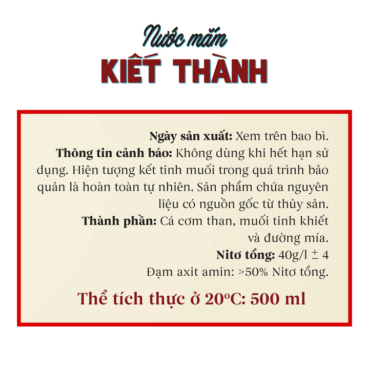 Alternative view of 01 Chai Nước Mắm Kiết Thành Thơm Ngon Nhứt Xứ 500ml Cốt Nhỉ 40 Độ Đam Nguyên Chất - Nước Mắm Tĩn