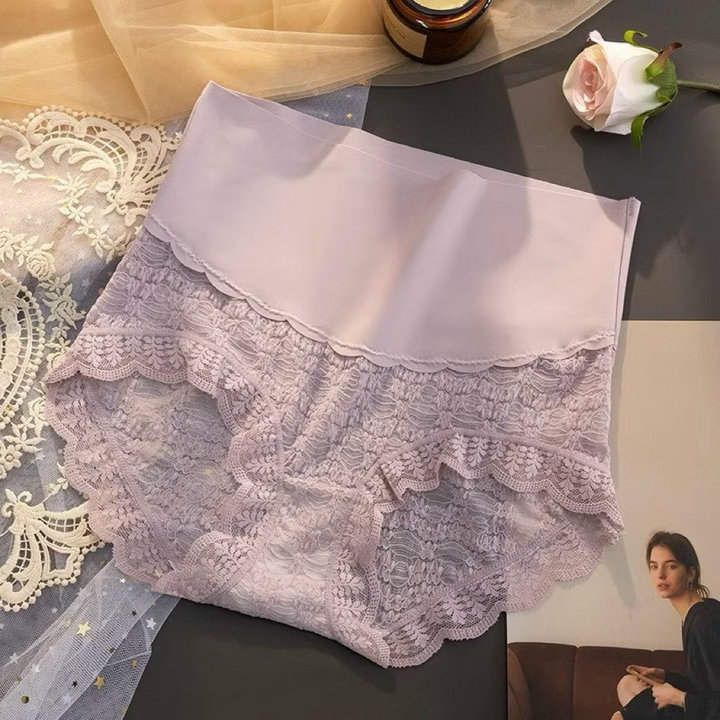 Alternative view of Quần Lót Nữ Cạp Cao Phối Ren Hoa Cao Cấp – Không Đường May, Chất Lụa Lạnh Mịn, Che Bụng, Tôn Dáng