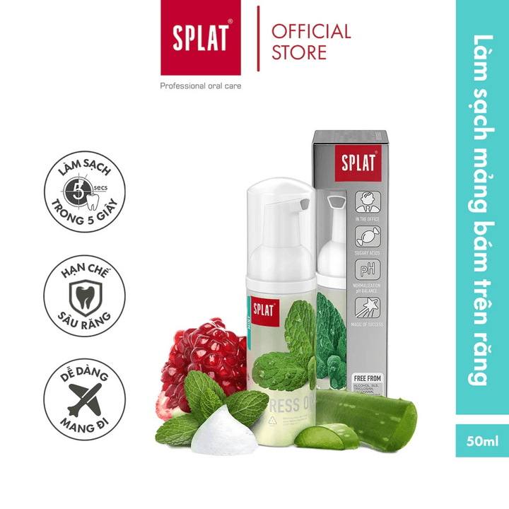 Bọt Vệ Sinh Răng Miệng Splat Express Oral Care Hương Bạc Hà The Mát Bảo Vệ Nướu Chắc Khỏe 50ml - Date 05/2026