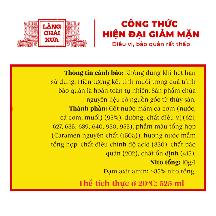 Alternative view of Nước Mắm Nhỉ Cá Cơm Ruột Đỏ 525ml - Làng Chài Xưa