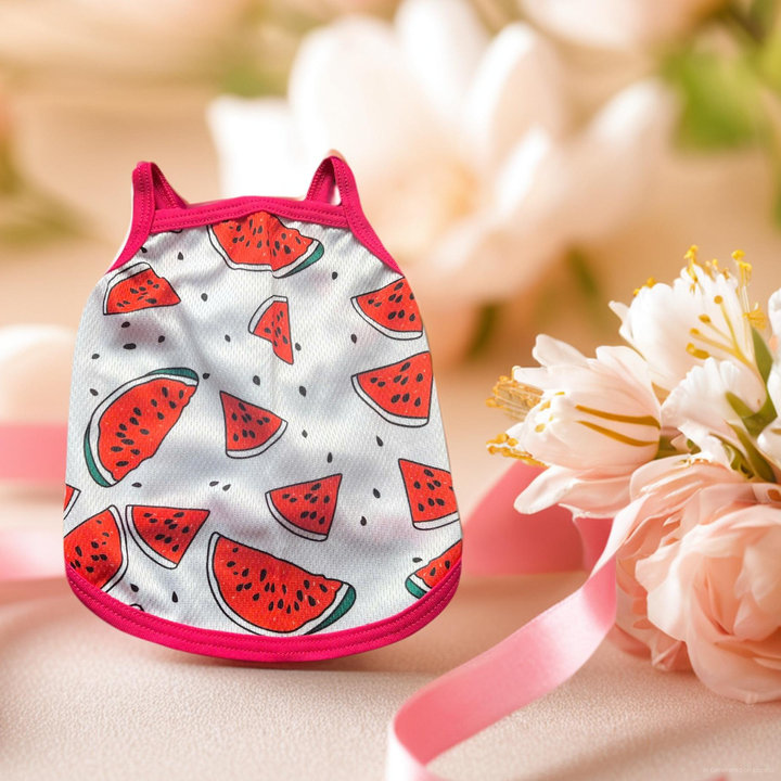 Áo Thun Hai Dây Dưa Hấu Thông Hơi Siêu Cute Từ 1-7.5kg Dành Cho Thú Cưng Chó Mèo