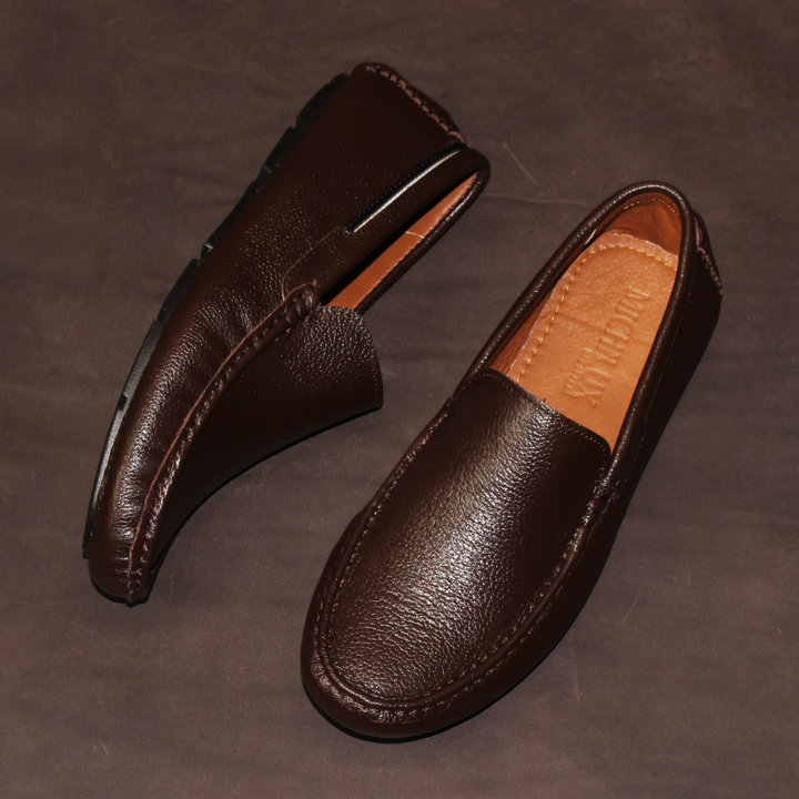 Giày Moca Nam Michilux Classic Moccasin Csms0 Da Bò Thật - Màu Nâu Sẫm