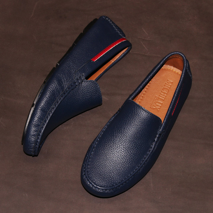 Giày Moca Nam Michilux Classic Moccasin Csms0 Da Bò Thật - Màu Navy