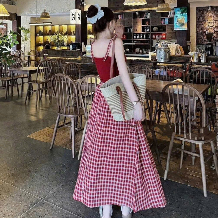 Alternative view of Set Áo 2 Dây Phối Chân Váy Caro Dáng Xòe Bt90cv-sam Store