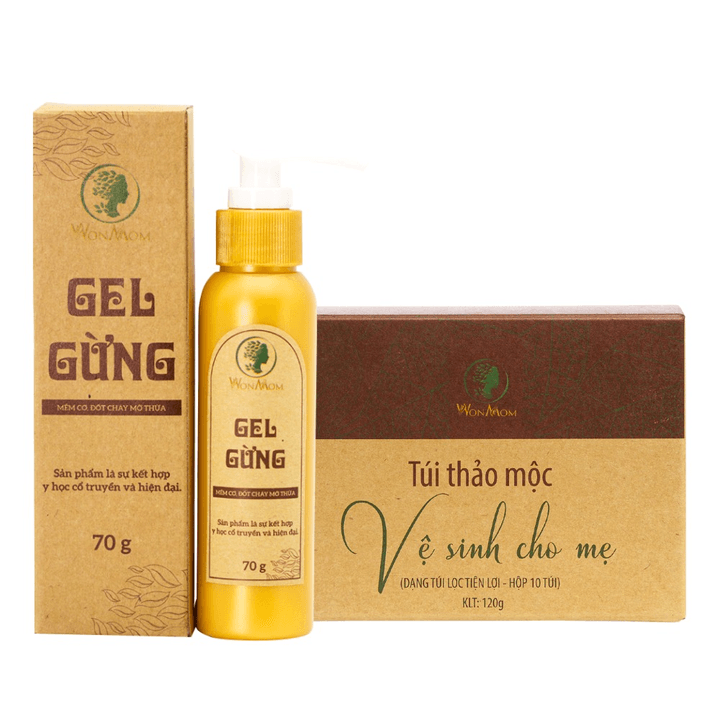 Combo Hồi Xuân Cho Mẹ Wonmon (gel Gừng Giảm Eo + Thảo Mộc Xông Vùng Kín)