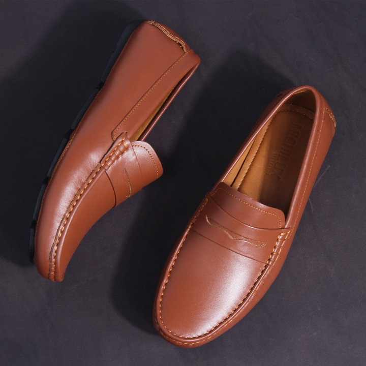 Giày Moca Nam Michilux Penny Moccasin Ciems Da Bò Thật - Màu Nâu Bò
