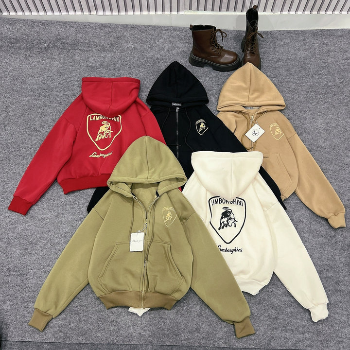 Áo Khoác Nỉ Nam Nữ Có Nón Thiết Kế Khóa Kéo In Ferrari - Htm Fashion