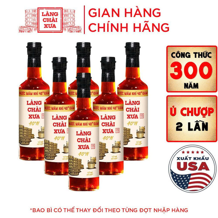 Combo 6 Chai Nước Mắm Nhỉ Nhãn Vàng 40 Độ Đạm 500ml - Làng Chài Xưa