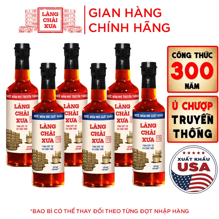 [combo 6 Chai] Nước Mắm Nhỉ Truyền Thống (3 Chai Đỏ + 3 Chai Xanh) - Làng Chài Xưa