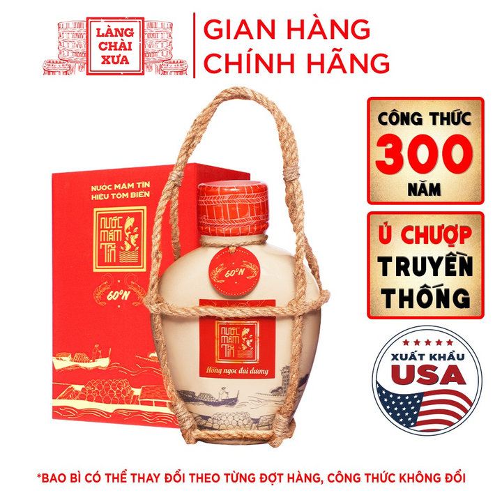 01 Bình Gốm Nước Mắm Tĩn Tôm Biển Truyền Thống 60n Đạm 500ml - Nước Mắm Tĩn