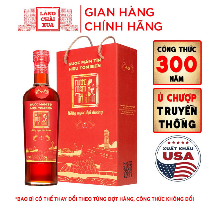 01 Chai Nước Mắm Tĩn Tôm Biển Hồng Ngọc Đại Dương Độ Đạm 45n 500ml - Nước Mắm Tĩn