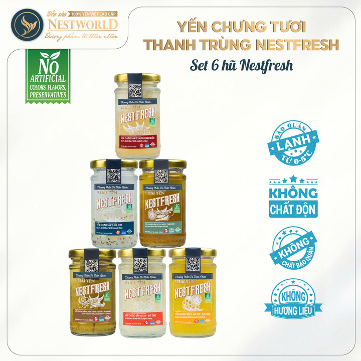 [hỏa Tốc Hcm] Set 6 Yến Chưng Tươi Thanh Trùng Nestfresh 100ml (10gram Yến Tươi) - Đủ 6 Vị