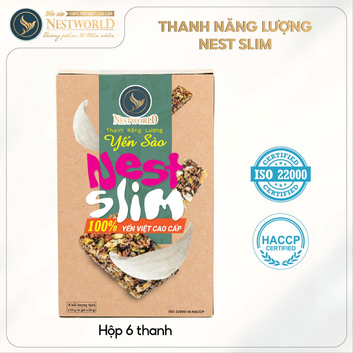 [hộp 6 Bánh] Thanh Năng Lượng Yến Sào Nest Slim Giàu Dinh Dưỡng Cải Thiện Hệ Tiêu Hóa Nestworld