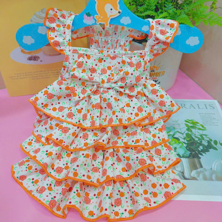 Alternative view of Đầm Hoa Nhí Tươi Mát Cam Dễ Thương Từ 0.5-12kg Dành Cho Thú Cưng Chó Mèo