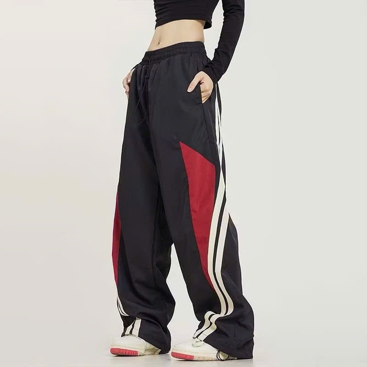 Quần Dù Phối Đỏ Hai Sọc Ống Rộng Lưng Cao Nam Nữ Unisex Ug62ea-sam Store