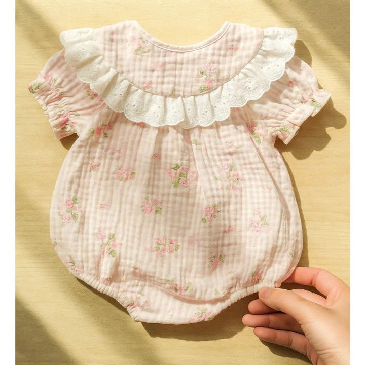 Alternative view of Set Body Cổ Rời Nơ Hoa Kèm Turban Cho Bé Gái Sơ Sinh 1 2 Tuổi Từ 3-11kg Dành Cho Bé Gái