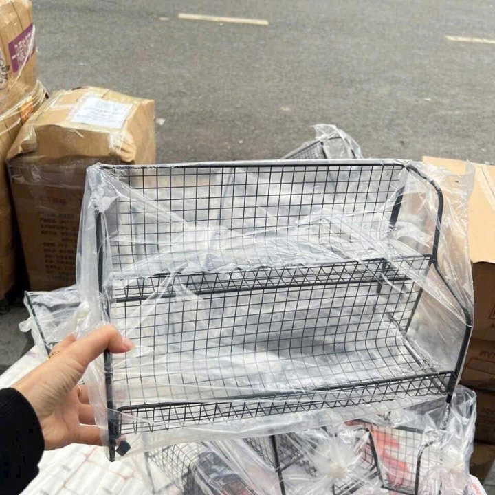 Kệ Gia Vị Sắt Lưới 2 Tầng Tiện Ích