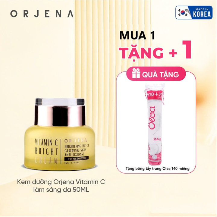 [ Tặng Bông Tẩy Trang ] Kem Dưỡng Vitamin C Làm Sáng Da 50ml Orjena