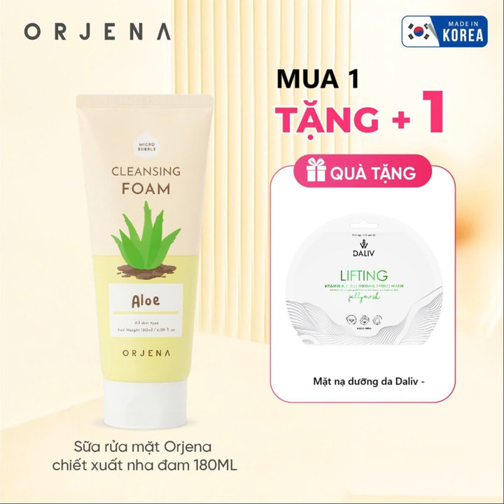 [ Tặng Son Dưỡng Môi Eveline ] Sữa Rửa Mặt Chiết Xuất Nha Đam 180ml Orjena