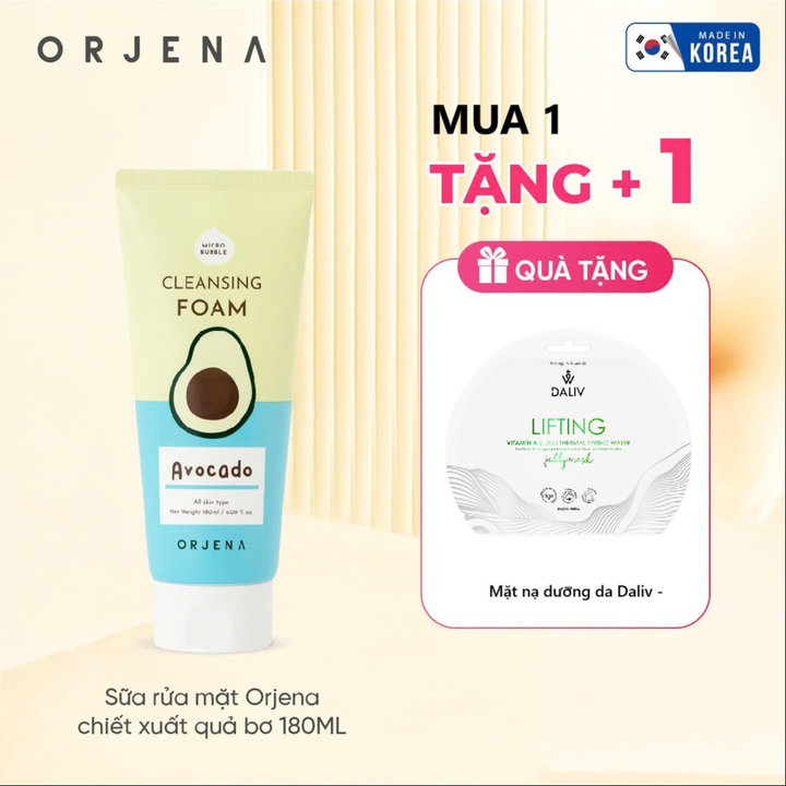 [ Tặng Mặt Nạ ] Sữa Rửa Mặt Chiết Xuất Quả Bơ Cho Da Khô 180ml Orjena