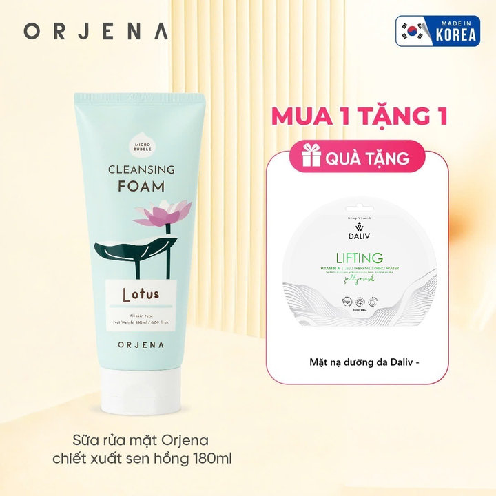 [ Tặng Mặt Nạ ] Sữa Rửa Mặt Chiết Xuất Sen Hồng 180m Orjena