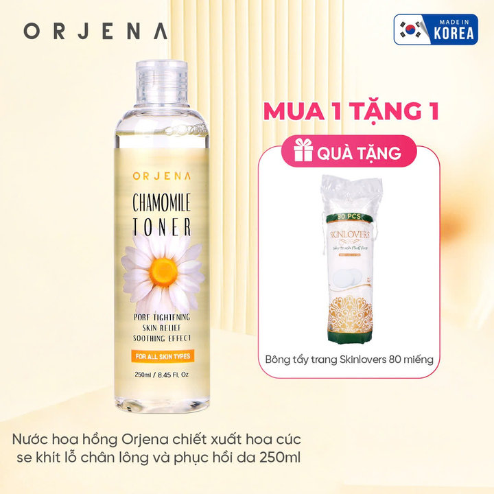 [ Tặng Bông Tẩy Trang ] Nước Hoa Hồng Chiết Xuất Hoa Cúc Se Khít Lỗ Chân Lông Và Phục Hồi Da 250ml Orjena
