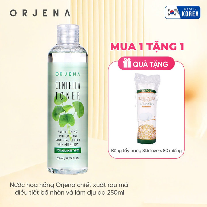 [ Tặng Bông Tẩy Trang ] Nước Hoa Hồng Chiết Xuất Rau Má Điều Tiết Bã Nhờn Và Làm Dịu Da 250ml Orjena