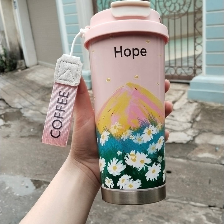 Alternative view of Cốc Giữ Nhiệt Hoa Lá Cành Dung Tích 500ml Inox 304 - Ly Cà Phê Văn Phòng